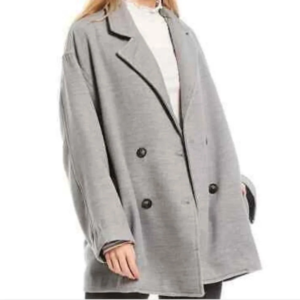 NWT Free People Hannah Slouchy Double Breasted Blazer Gray